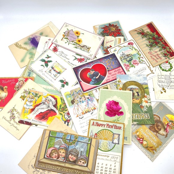 Antique‎ Postcard Collection Lot of 56 Single Recipient Holiday Christmas